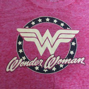 DC Comic Wonder Woman Tunic Top Shirt Graphic Red Short Sleeve High Low Hem